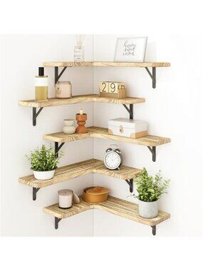 New Floating Shelves for Wall, Rustic Wood Wall Mounted Corner Shelf